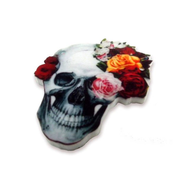 Rose skull printed charm, 4.5cm