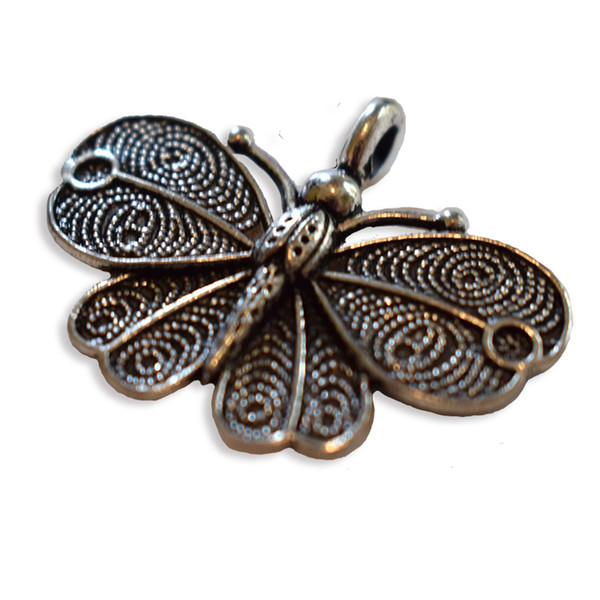 Butterfly silver colour charm, design 1