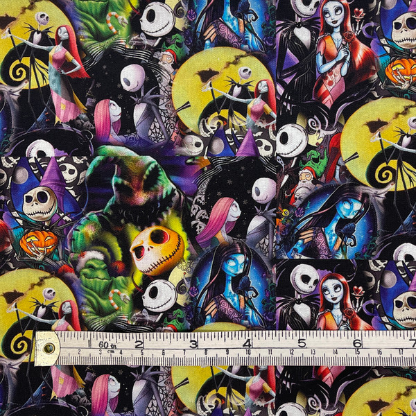 Large offcut Nightmare before Christmas CHARACTERS fabric