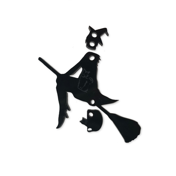 Witch on broom parts laser cut charm