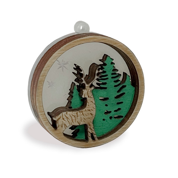 Deer Winter scene deluxe laser cut charm