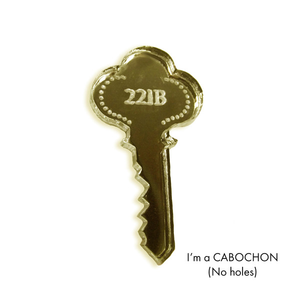 Cabochon 221B Sherlock key laser cut engraved