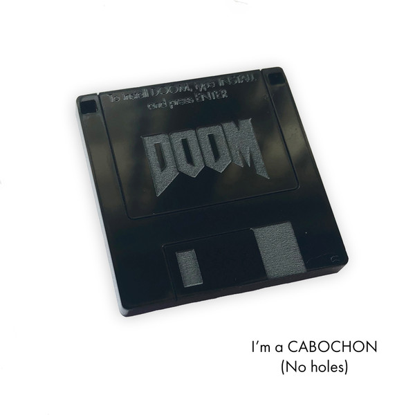 Cabochon DOOM floppy disk laser cut