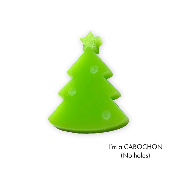 Cabochon Christmas tree egraved laser cut