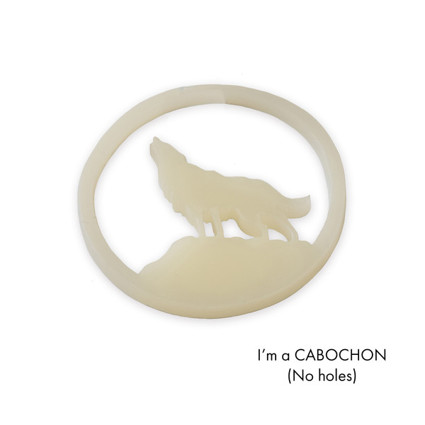 Cabochon Wolf & moon laser cut