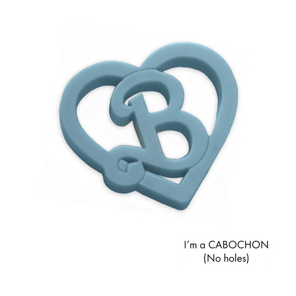 Cabochon Barbie B heart laser cut