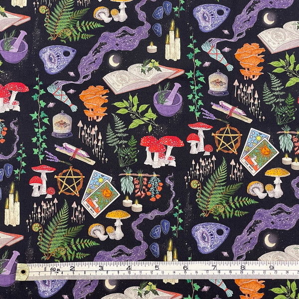 Occult crafts (black) 100% cotton fabric