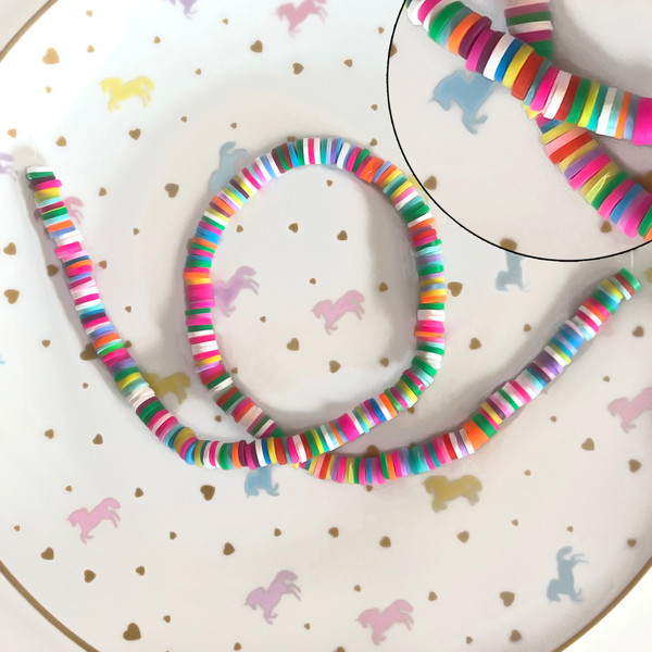 Polymer clay disk spacer beads string (mix colour)