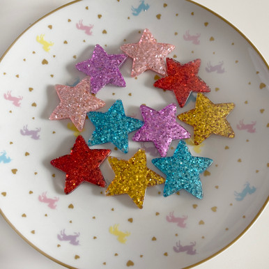 Golden Star Cabochons with Star Glitter