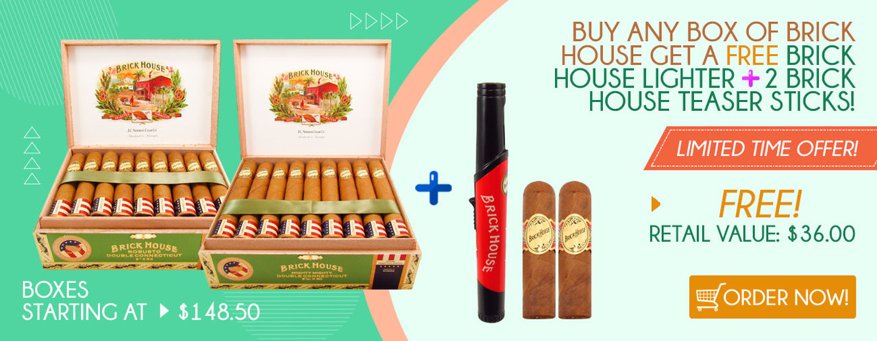 Buy any box of Brick House get a FREE Brick House Lighter + 2 Brick House Teaser sticks!