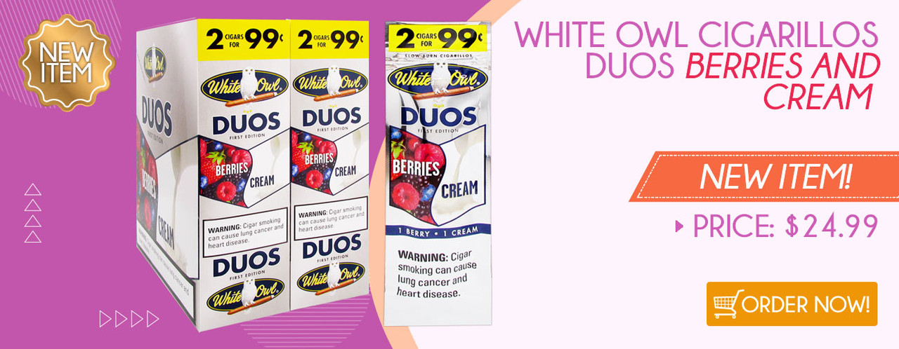 New Item! White Owl Cigarillos Duos Berries and Cream!