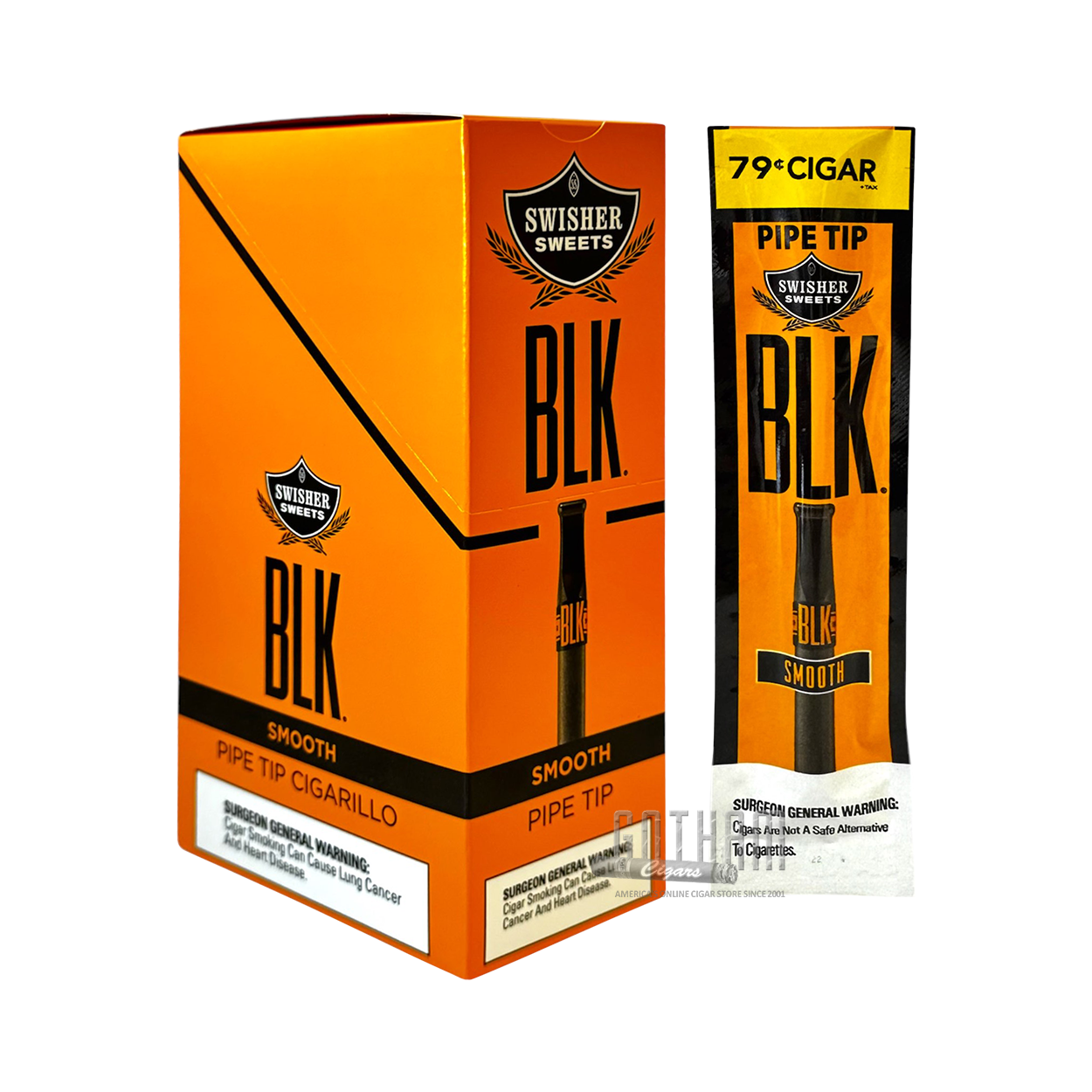 Swisher Sweets BLK Tip Cigarillos Smooth Singles