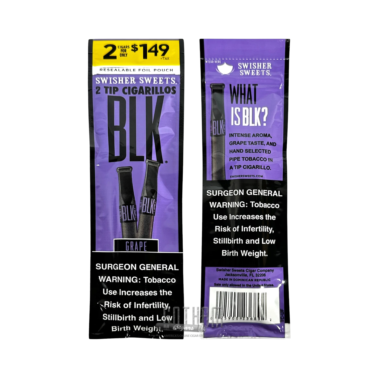 sweet grape tobacco sticks Swisher Sweets BLK Tip Cigarillos Grape