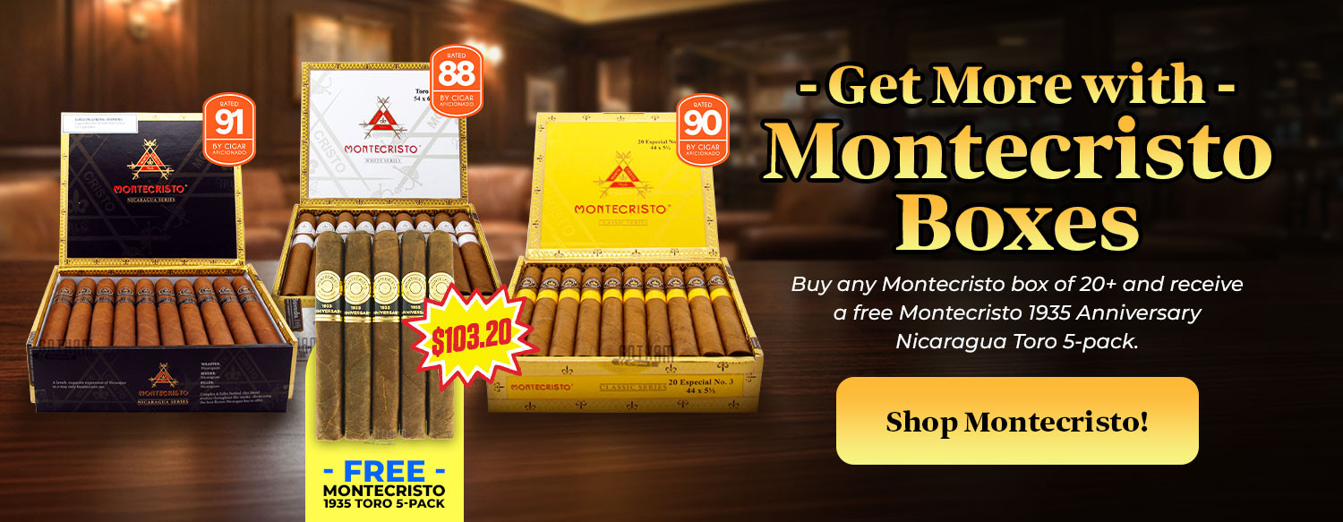 Get more with Montecristo Boxes get the 1935 Anniversary Nicaragua toro 5-pack!