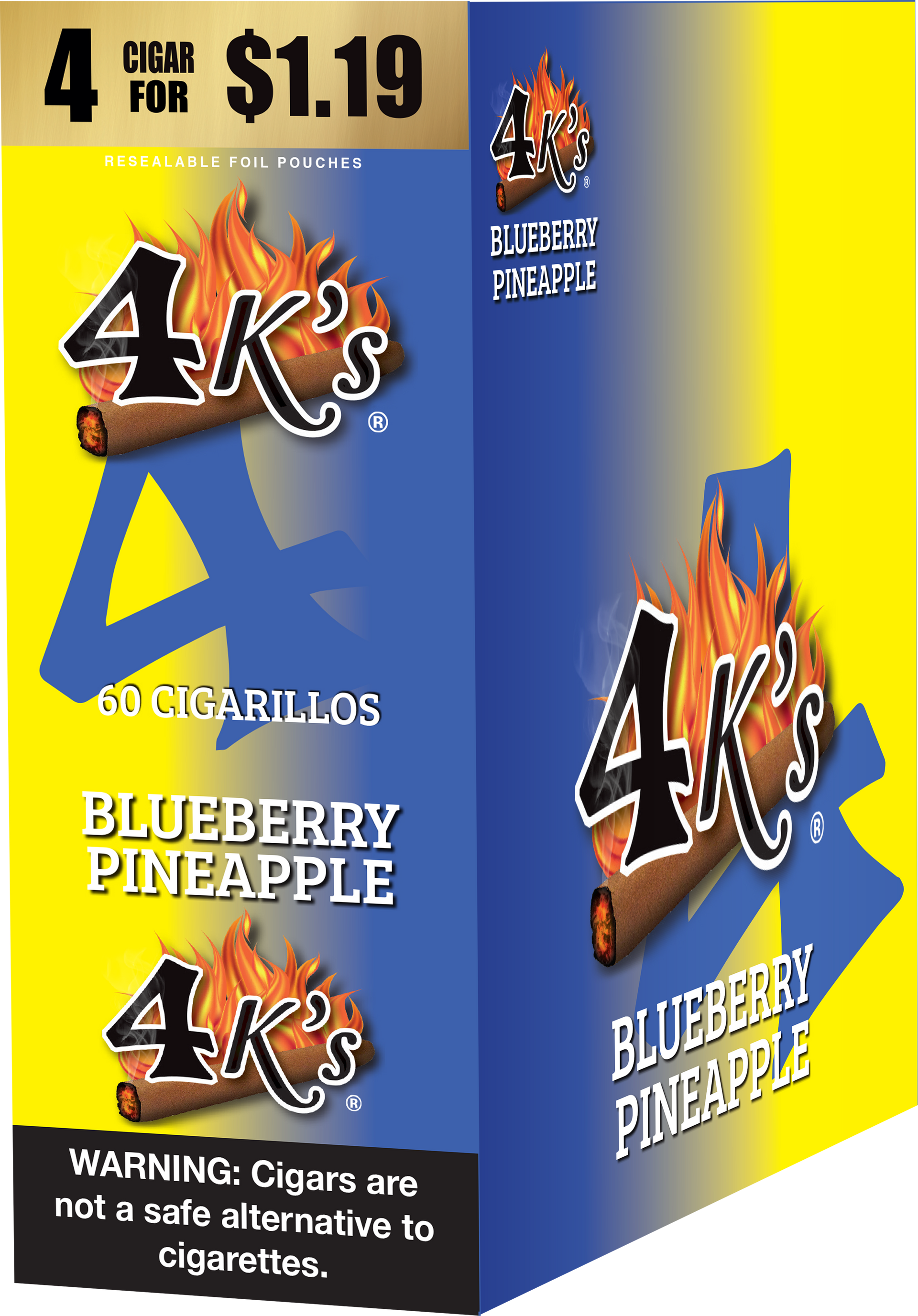 4-KS CIGARSILLOS 4 FOR.99 BLUBERY PINAPLE 15CT