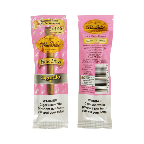 Bluntville Triple Wrapped Pink Diva Foilpack Front and Back