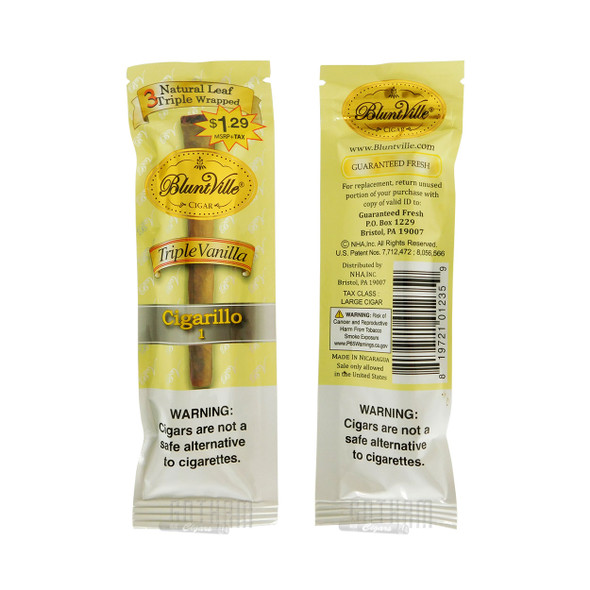 Bluntville Triple Wrapped Vanilla Foilpack Front and Back