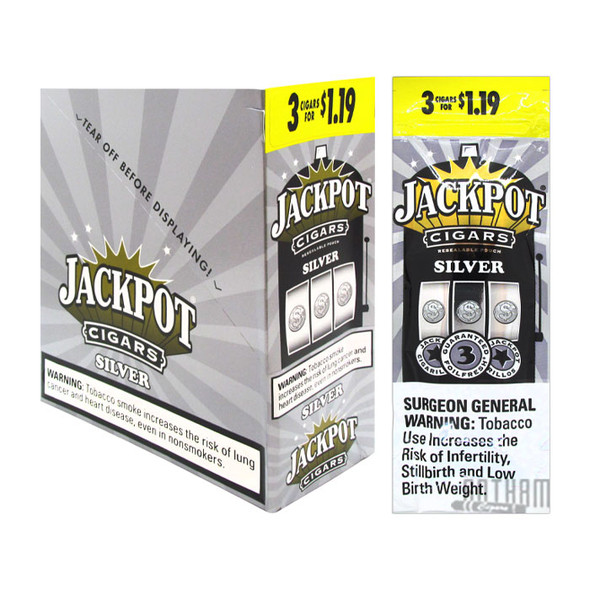 Jackpot Cigarillos Silver 3 For $1.19 Box & Foil Pack
