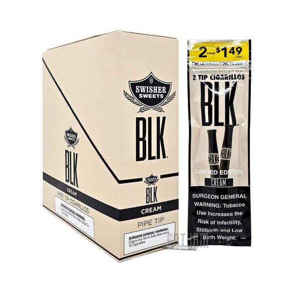 Swisher Sweets BLK Tip Cigarillos Cream Box and Pouch