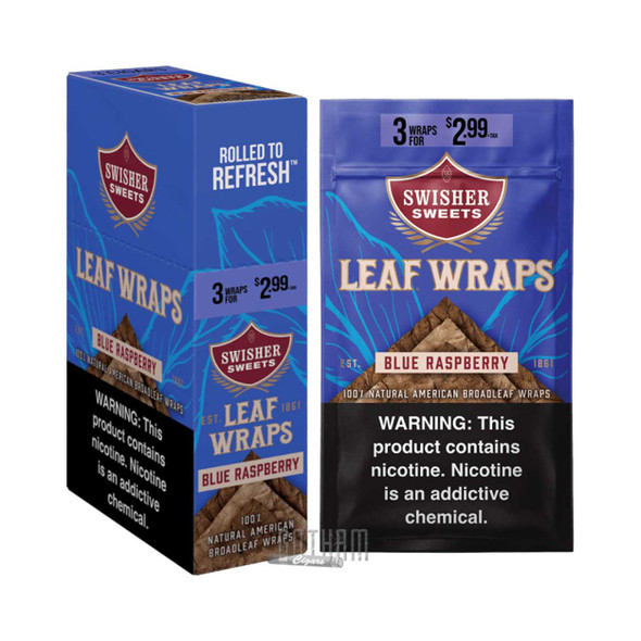 Swisher Sweets Leaf Wrap Blue Raspberry Box with single pouch