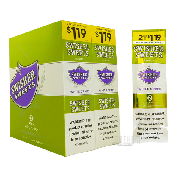 Swisher Sweets Cigarillos White Grape box and foilpack