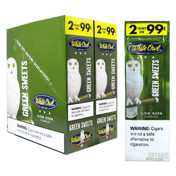 White Owl Cigarillos Green Sweets box and pouch