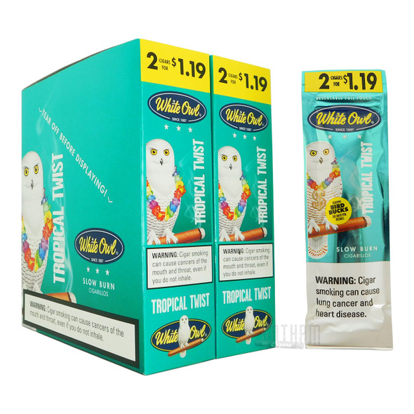 White Owl Cigarillos Tropical Twist  box and foilpack