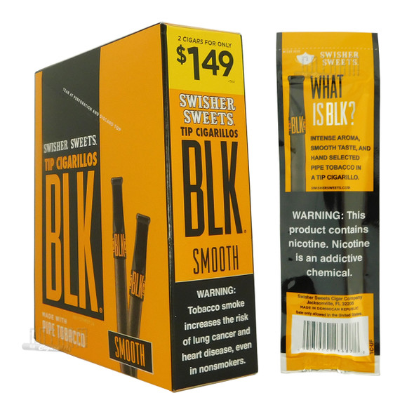Swisher Sweets BLK Tip Cigarillos Smooth Carton and foilpack