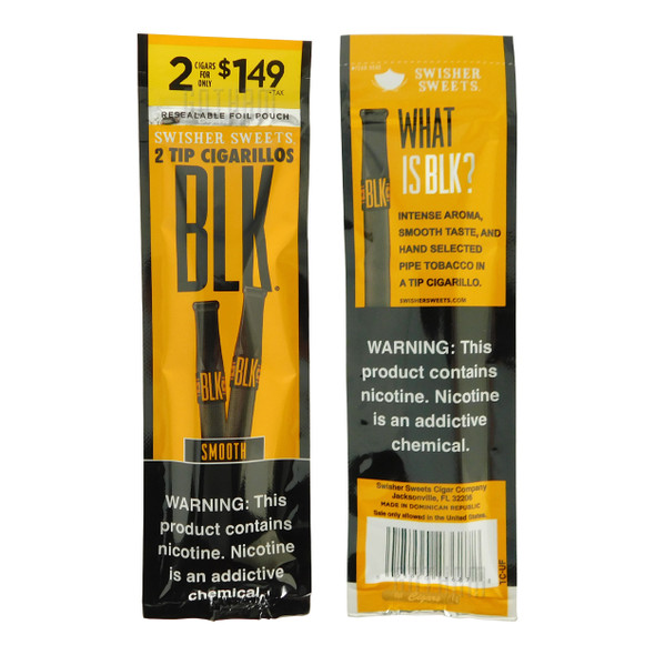 Swisher Sweets BLK Tip Cigarillos Smooth foilpack front and back