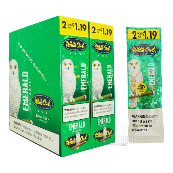 White Owl Cigarillos Emerald box and foilpack