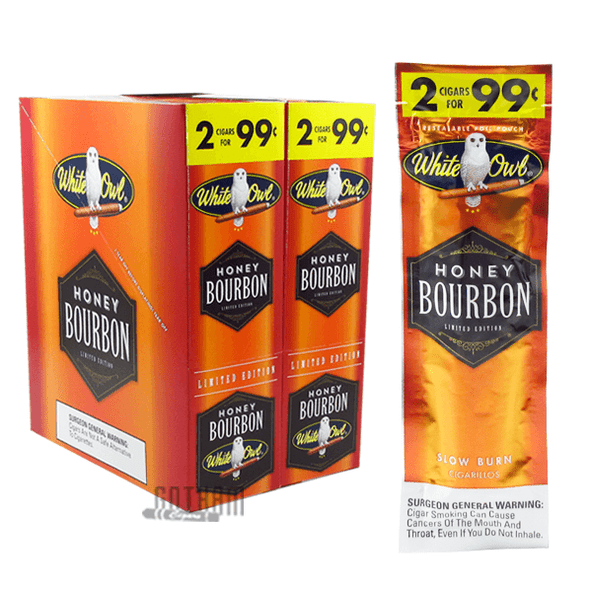 White Owl Cigarillos Honey Bourbon Box and Pack