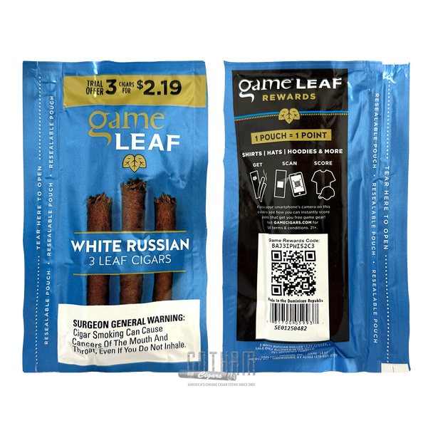Garcia y Vega Game Leaf White Russian Pouch front and Back