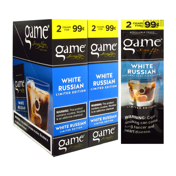 Game Cigarillos White Russian Box and Foil Pack