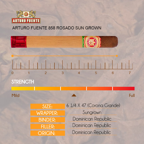 Arturo Fuente 858 Rosado Sun Grown info