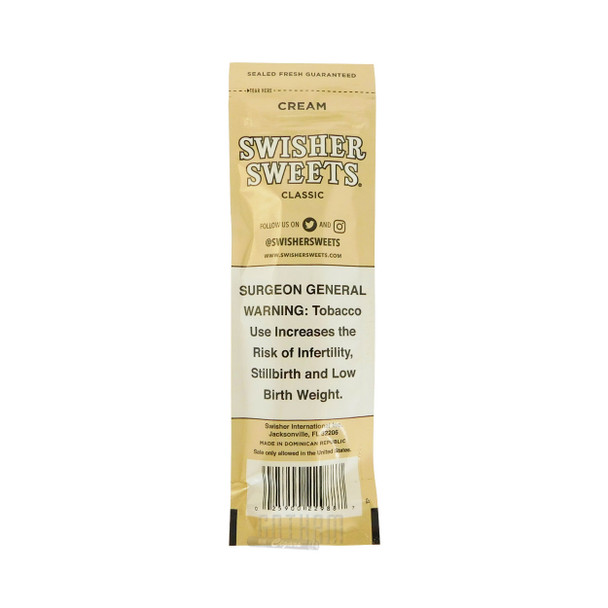 Swisher Sweets Cigarillos Cream foilpack back