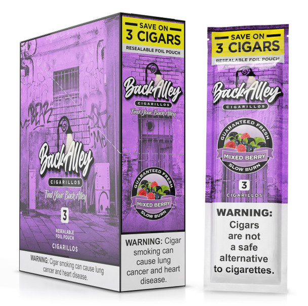 Back Alley Cigarillos Mixed Berry box and  foil pack