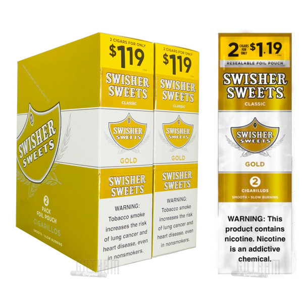 Swisher Sweets Cigarillos Gold box and pouch