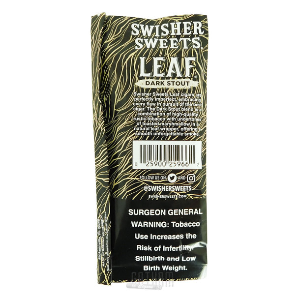 Swisher Sweets Leaf Dark Stout foilpack back