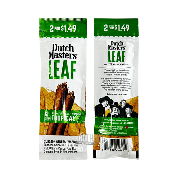 Dutch Masters Leaf Tropical - Front and Back of the Pouch