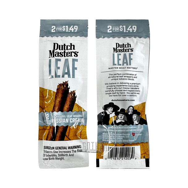 Dutch Masters Leaf Russian Cream - Front and Back of the Pouch