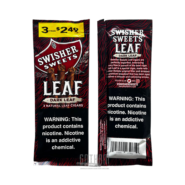 Swisher Sweets Leaf Dark Leaf - Front and Back of the Pouch