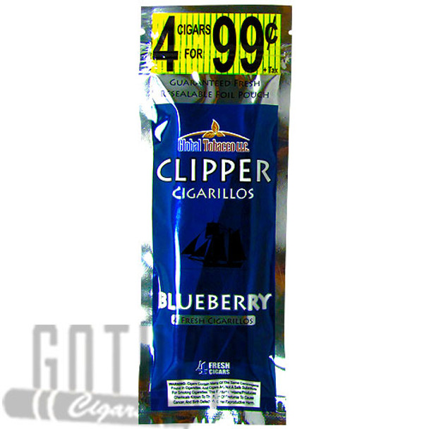 Clipper Cigarillos Foil Pack Blueberry 4 for $0.99 foilpack