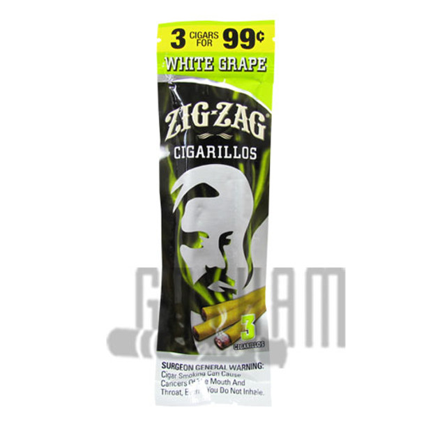 Zig Zag Cigarillos White Grape 3 for $0.99 foilpack