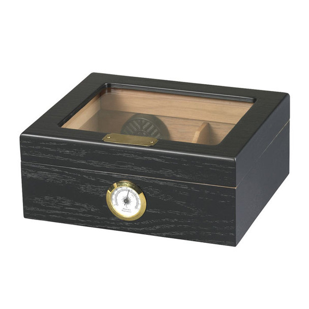 Capri Glass Top Black Oak Humidor