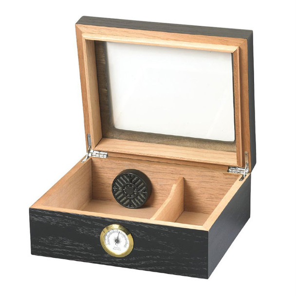 Capri Glass Top Black Oak Humidor