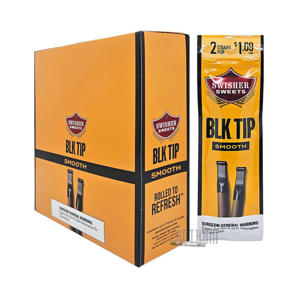 Swisher Sweets BLK Tip Cigarillos Smooth Box with Single Pouch