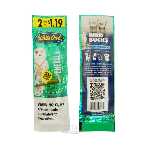 White Owl Cigarillos Emerald foilpack back and front