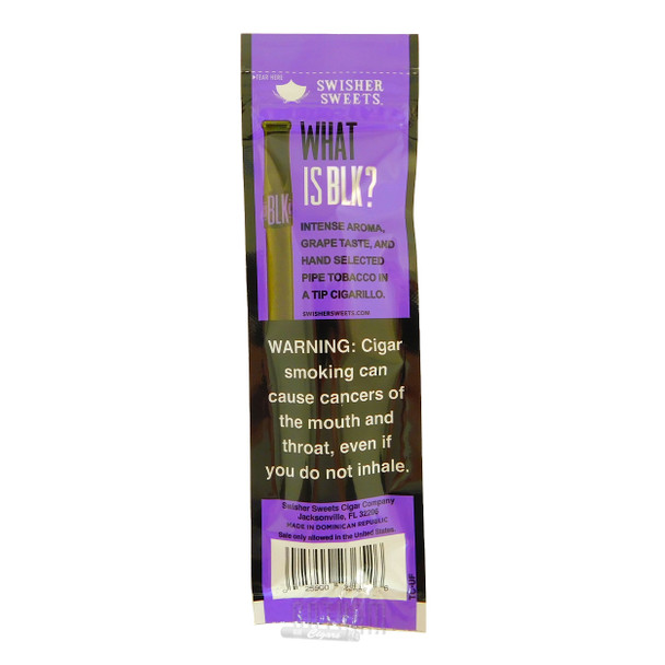 Swisher Sweets BLK Tip Cigarillos Grape pouch back