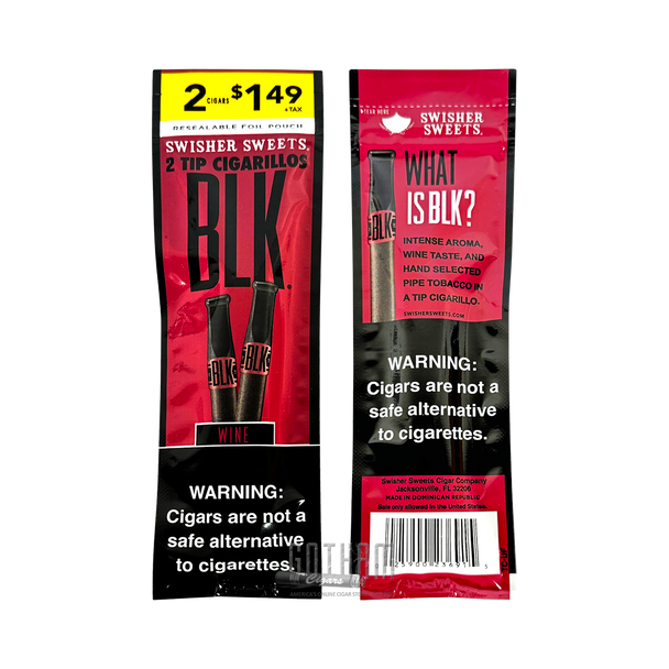 Swisher Sweets BLK Tip Cigarillos Wine Front and Back Pouch