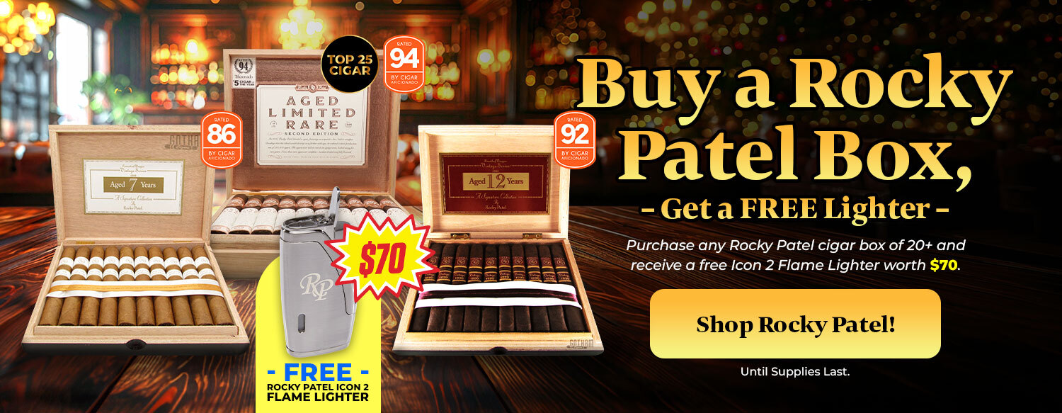 Buy a Rocky Patel Box, Get a FREE Lighter worth $70!
